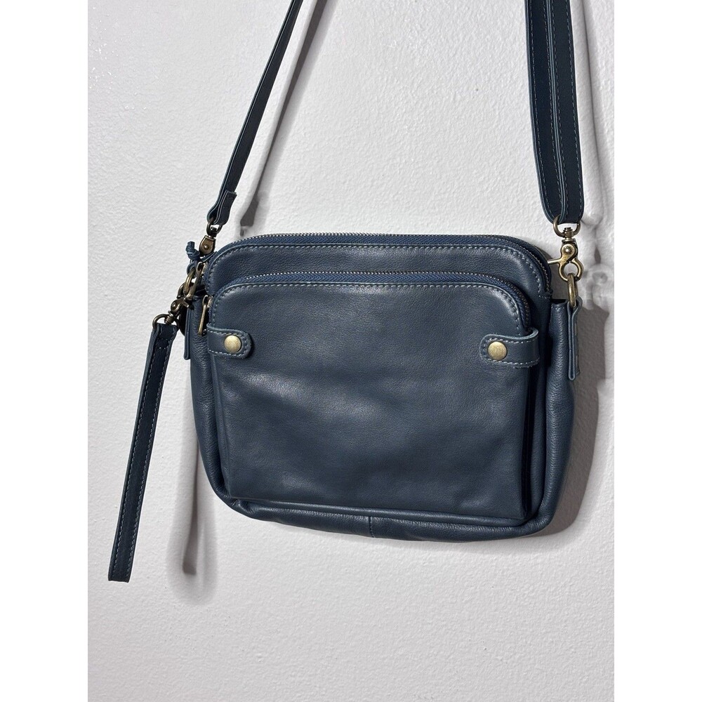 Minooy Blue The Bali Three Layer Leather Crossbody Shoulder & Clutch Bag EUC